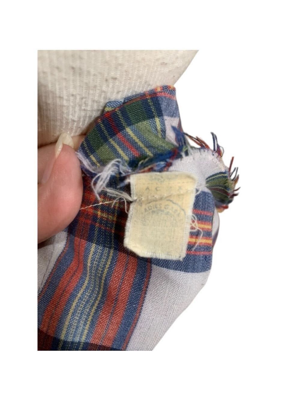 Vintage 60’s Union made lightweight Plaid long sleeved hoodie w/pocket - Picture 7 of 7